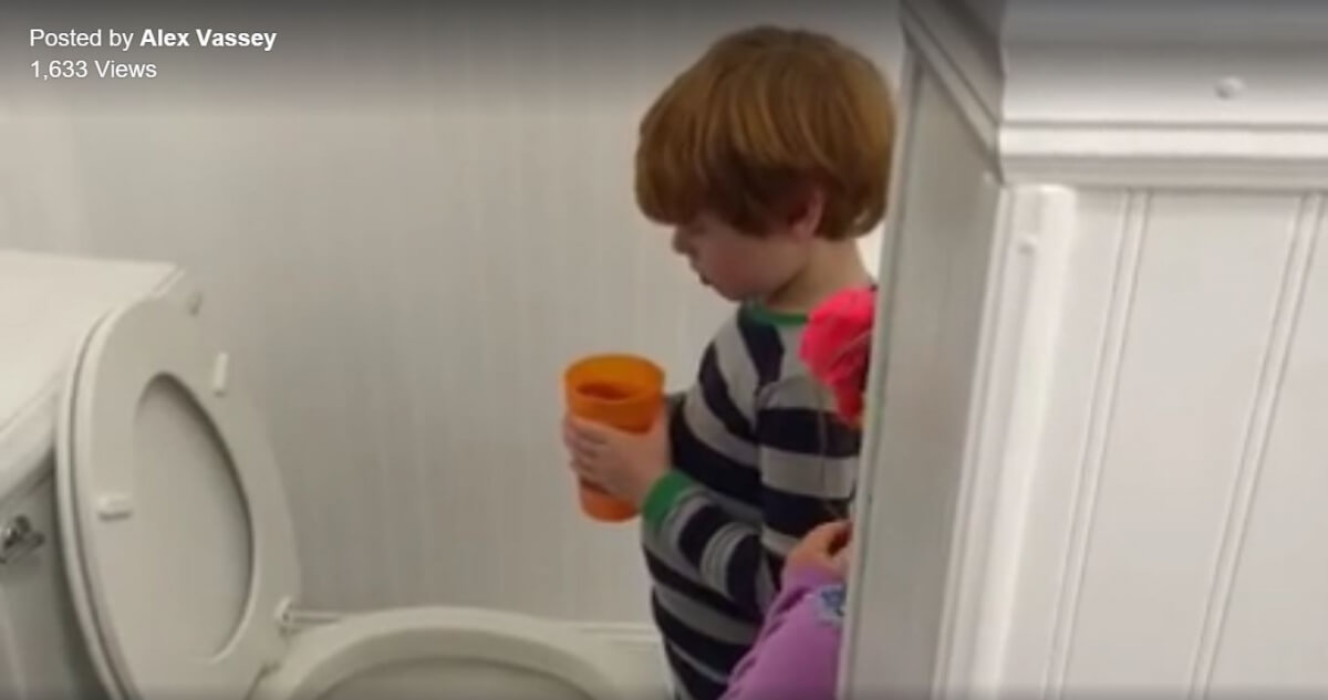 Child says prayer before flushing dead pet goldfish down toilet