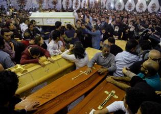 Hundreds pay their respects to victims of church bombing in Egypt